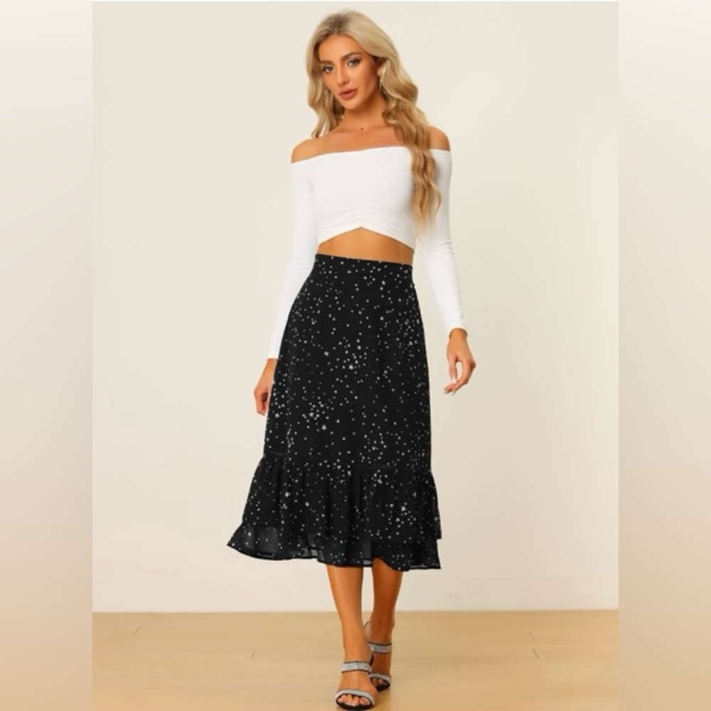 BNWT Allegra K Women's Printed midi Skirt